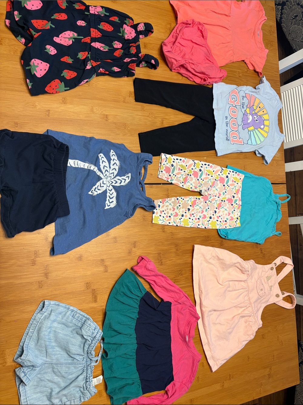 2T Girls Outfits Mix - Black, Pink, Teal, Blue, Coral Bundle